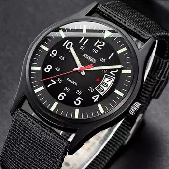 Модные мужские часы со светящимися стрелками, роскошные военные спортивные часы с датой, кварцевые наручные часы, мужские повседневные нейлоновые часы золотой