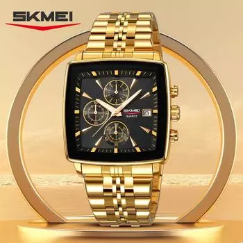 Модные мужские часы светящиеся водонепроницаемые хронограф дата мужские наручные часы квадратные из нержавеющей стали кварцевые мужские часы Reloj серебряный