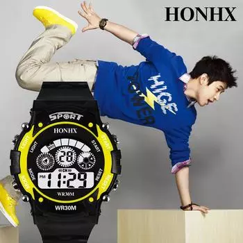 Модные мужские цифровые светодиодные аналоговые кварцевые наручные часы с датой ... чёрный