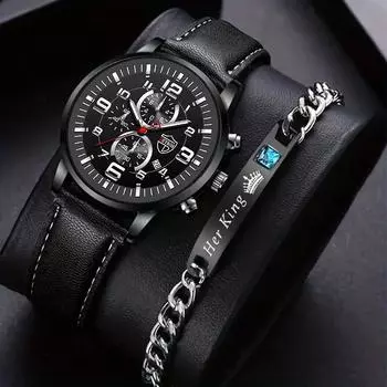 Модные мужские деловые часы Мужские кварцевые часы Мужские наручные часы из нержавеющей стали с датой Мужские часы с датой Набор браслетов синий/серебряный