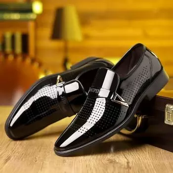 Модные мужские деловые кожаные туфли корейской версии, модные заостренные дышащие сетчатые повседневные формальные кожаные туфли взрывного размера 39-48 38 коричневый