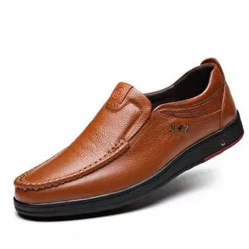 Модные мужские деловые туфли из натуральной кожи из коровьей кожи, мужская модная дышащая обувь, британские повседневные туфли one foot set foot D85 38 оранжевый