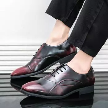 Модные мужские деловые туфли на шнуровке Брендовые кожаные туфли Модная повседневная обувь для мужчин Офисная работа Дышащие мокасины Удобная мужская обувь 6.5 чёрный