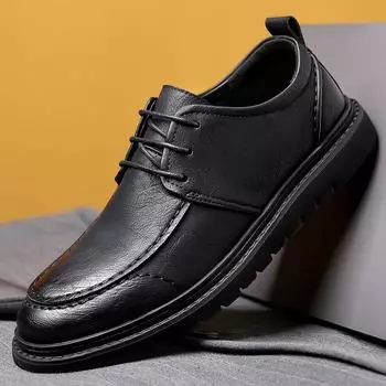 Модные мужские деловые туфли на шнуровке черного цвета, мужские кожаные мокасины, люксовый бренд, дышащая мужская повседневная обувь, мужские мокасины 38 чёрный