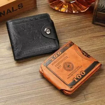 Модные мужские доллары кожаные кошельки доллар цена узор дизайнер повседневный держатель кредитной карты кошелек кошелек для мужчин кошелек None коричневый