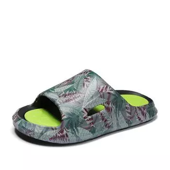Модные мужские домашние тапочки, нескользящие дышащие сандалии, мужские, летние повседневные мягкие тапочки, легкие мужские трендовые пляжные сандалии, новые 35-36 зелёный