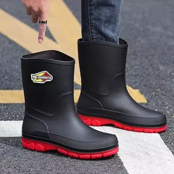 Модные мужские дождевые ботинки новые мужские полусапоги для воды уличные ботинки для ходьбы по воде в дождливую погоду нескользящие рыболовные резиновые ботинки 39