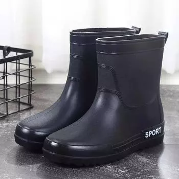 Модные мужские дождевые туфли, водонепроницаемые и нескользящие, для рыбалки на открытом воздухе, для работы на кухне, резиновые туфли, износостойкие водонепроницаемые туфли 39 чёрный