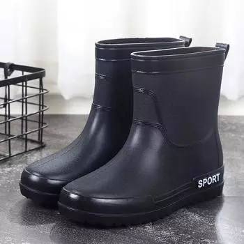 Модные мужские дождевые туфли, водонепроницаемые и нескользящие, для рыбалки на открытом воздухе, для работы на кухне, резиновые туфли, износостойкие водные туфли 39 чёрный