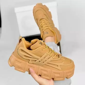 Модные мужские дышащие легкие и износостойкие 2024 Весна Новые мужские повседневные туфли Нескользящие осенние толстые подошвы мужские кроссовки 39 бежевый