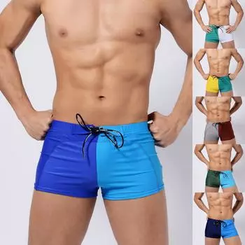 Модные мужские дышащие плавки, брюки, однотонные купальники, пляжные шорты, тонкая одежда L темно-синий