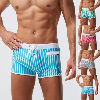 Модные мужские дышащие плавки, брюки, однотонные купальники, пляжные шорты, тонкая одежда L зелёный