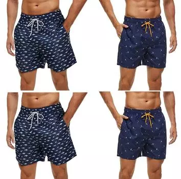 Модные мужские дышащие плавки, брюки с принтом листьев, купальники, пляжные шорты, тонкая одежда L