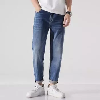 Модные мужские джинсы, свободные прямые брюки, широкие брюки, корейское издание, модные брюки-харун, весенние и осенние леггинсы, повседневные брюки 28