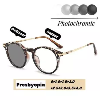 Модные мужские фотохромные очки для чтения в стиле ретро, анти-синий, дальнозоркие очки для женщин, круглые, меняющие цвет очки для пресбиопии 0