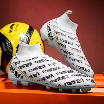 Модные мужские футбольные бутсы FG нескользящие бутсы для игры на траве тренировочные кроссовки легкие сверхлегкие кроссовки высокие футбольные бутсы 35-47 35 белый