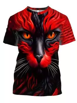Модные мужские футболки с 3D-графикой животных и тигра, летние трендовые футболки в стиле хип-хоп с коротким рукавом и принтом в уличном стиле S красный