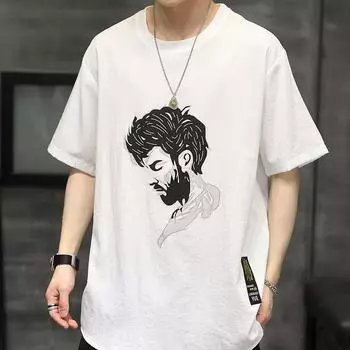 Модные мужские футболки с крутым принтом, летние Harajuku, повседневные свободные спортивные топы с круглым вырезом и короткими рукавами, футболки M белый