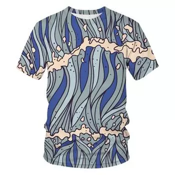 Модные мужские футболки с рисунком в полоску и решеткой, повседневные, с 3D-принтом, в стиле хип-хоп, в стиле Харадзюку, с круглым вырезом и коротким рукавом XS