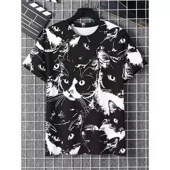 Модные мужские футболки с забавным принтом, футболки с короткими рукавами, топы с 3D-принтами, рубашки с круглым вырезом, летняя повседневная мужская одежда S