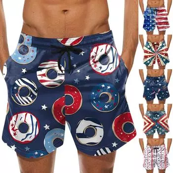 Модные мужские гавайские пляжные спортивные повседневные шорты с ремешками и брюками L бежевый