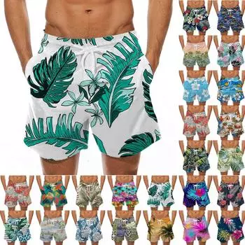 Модные мужские гавайские пляжные спортивные повседневные шорты с ремешками и брюками L армия зеленый