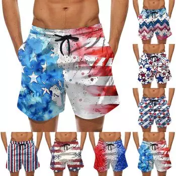 Модные мужские гавайские пляжные спортивные повседневные шорты с ремешками и брюками L синий