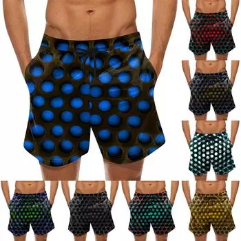 Модные мужские гавайские пляжные спортивные повседневные шорты с ремешками и брюками L чёрный