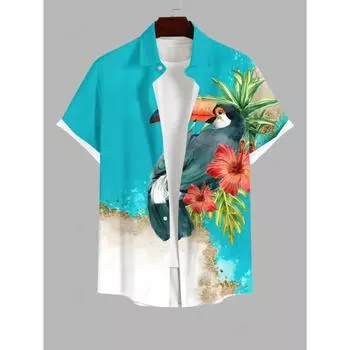 Модные мужские гавайские рубашки с 3D-принтом, короткими рукавами, застегивающимися на пуговицы лацканами, свободные топы 2025 года, летние повседневные рубашки Aloha S