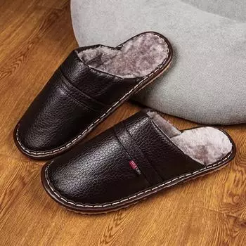 Модные мужские хлопковые туфли, зимние хлопковые тапочки, домашние нескользящие подошвы, теплые и модные водонепроницаемые хлопковые тапочки40-47 40 коричневый