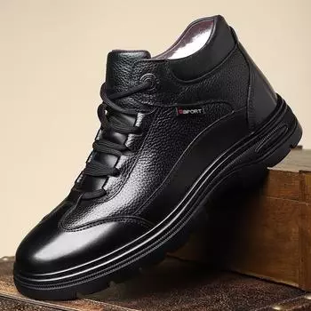 Модные мужские хлопковые туфли Зимние плюшевые рабочие ботинки на шнуровке Удобная повседневная обувь для отдыха на открытом воздухе Модные короткие ботинки для мужчин 38