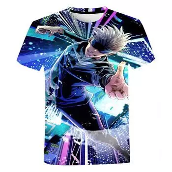 Модные мужские и женские футболки с 3D принтом аниме, крутая футболка унисекс с круглым вырезом и коротким рукавом, дзюдзюцу кайсен Сатору Годзё XS