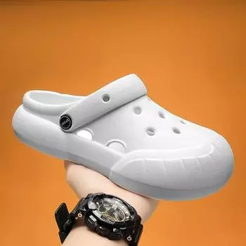 Модные мужские и женские летние пляжные туфли сандалии мужские дырочки шлепанцы полые дышащие шлепанцы сабо повседневная обувь модные пляжные тапочки 36-37