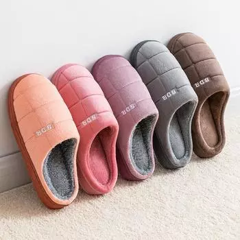 Модные мужские и женские новые стильные хлопковые тапочки осенне-зимняя парная обувь для дома нескользящая толстая подошва верхняя одежда большого размера 36-37 красный