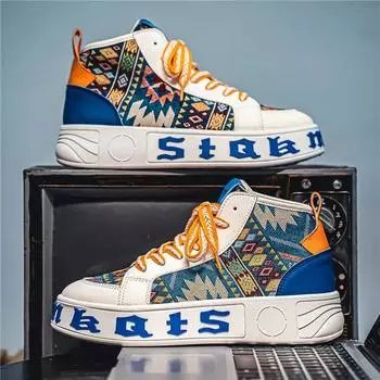 Модные мужские и женские повседневные универсальные спортивные туфли на шнуровке с высоким верхом, трендовые и модные 2024 новые мужские парусиновые туфли 39