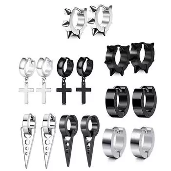 Модные мужские и женские серьги, кулон-крестик, круглые серьги из нержавеющей стали, ювелирные изделия из проколов
