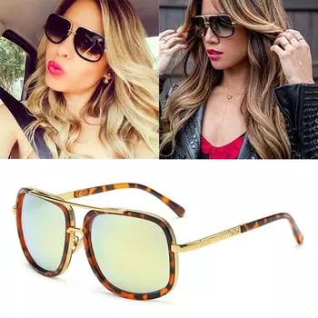 Модные мужские и женские солнцезащитные очки, винтажные квадратные солнцезащитные очки, роскошные металлические градиентные солнцезащитные очки, неполяризованные очки