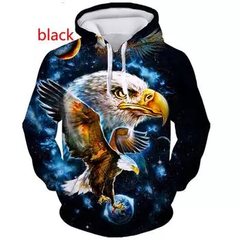 Модные мужские и женские толстовки с 3D принтом белоголового орлана и длинными рукавами для пар, повседневная уличная одежда в стиле хип-хоп XXXL
