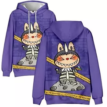 Модные мужские и женские толстовки с капюшоном в уличном стиле Harajuku Casual LABUBU с рисунком из мультфильмов, пуловеры с капюшоном, толстовки XS