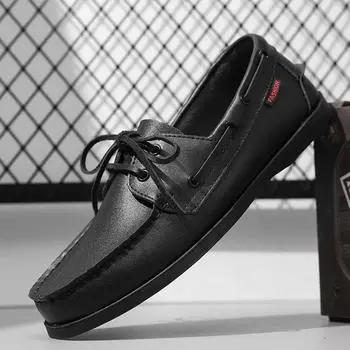 Модные мужские качественные повседневные кожаные мокасины из натуральной кожи деловые туфли без застежек для вождения на открытом воздухе обувь для покрытия ног 39 чёрный