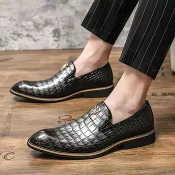 Модные мужские классические деловые туфли из микрофибры с острым носком, мужские деловые туфли на плоской подошве для офиса, модные мужские туфли-оксфорды для свадебной вечеринки 38 чёрный