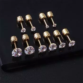 Модные мужские корейские серьги из нержавеющей стали с двойными бриллиантами и титановыми серьгами-косточками 2mm