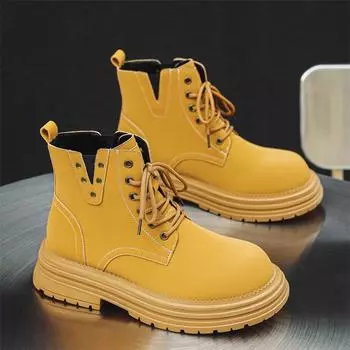 Модные мужские ковбойские рабочие ботинки в британском стиле, повседневные, из натуральной кожи, для улицы, ботинки для пустыни, красивые, на платформе, до щиколотки, мужские ботинки 240 чёрный