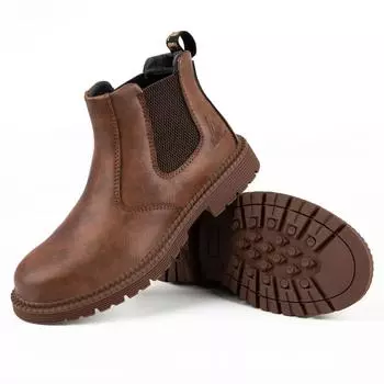 Модные мужские кожаные ботинки, водонепроницаемая защитная рабочая обувь для мужчин, неразрушимая строительная рабочая мужская обувь, однотонная 39 хаки