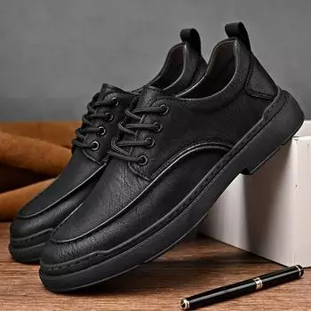 Модные мужские кожаные кроссовки на шнуровке черного цвета, роскошные брендовые кроссовки, дизайнерская обувь, мужские туфли на плоской подошве, высокое качество, теннисные туфли для мужчин 38 чёрный