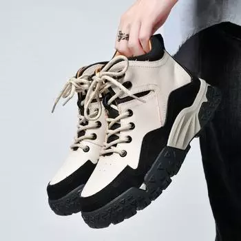 Модные мужские кожаные кроссовки с высоким берцем повседневная обувь 39 хаки