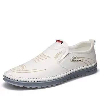 Модные мужские кожаные мокасины с нескользящей подошвой для ходьбы, дышащие, повседневные туфли для улицы, кроссовки для работы, офиса, вождения 38 хаки