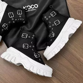 Модные мужские кожаные мотоциклетные ботинки Martin 2025 года с толстой подошвой и пряжкой — доступны большие размеры 38