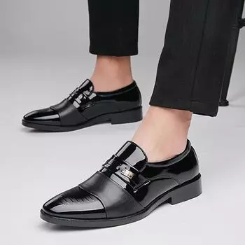 Модные мужские кожаные повседневные деловые туфли с пряжкой для вечеринок и свадеб, мокасины в стиле ретро для мужчин, мокасины для вождения на плоской подошве 38 чёрный