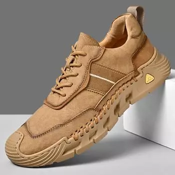 Модные мужские кожаные повседневные кроссовки для активного отдыха 39 коричневый